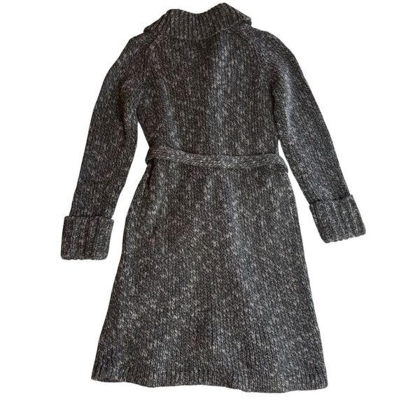 Vintage 90's Express Charcoal Grey Wool Blend Belted Longline Cardigan Sweater L - Picture 2 of 13